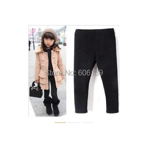 Hot sale girls velvet leggings children Autumn winter thickening keep warm trousers kids Black leggings free shipping