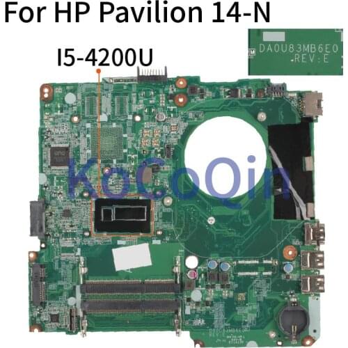 KoCoQin Laptop motherboard For HP Pavillion 14-N 14-F 14' Inch I5-4200U Mainboard DA0U83MB6E0