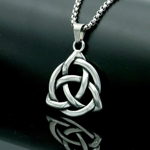 MIQIAO Stainless Steel Titanium Celtics Knot Viking Symbol Totem Vintage Pendant Collar Chains Necklace for Men Women Jewelry