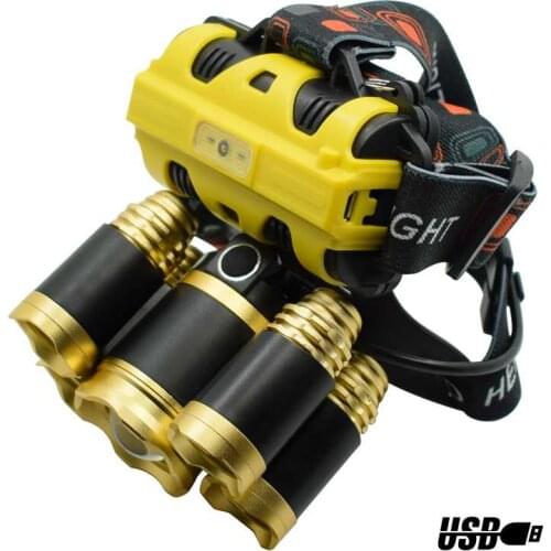 High Power 1*XM-L T6 +4* Q5 Led Headlamp Rechargeable USB Running Head Lamp Light Zoomable 5 LED Head Flashlight Torch Headlight