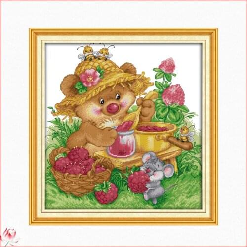 Cute Squirrel Make Any Jam Cross Stitch Kit DIY Embroidery Set 14 11CT Needlework Sewing Kit Home Decoration Craft Handmade Gift