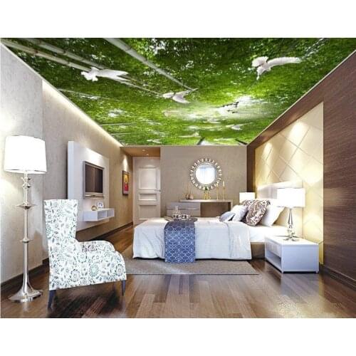 3d mural designs Bamboo Sky Ceiling Custom photo wallpaper 3D stereoscopic Home Decoration Non woven wallpaper