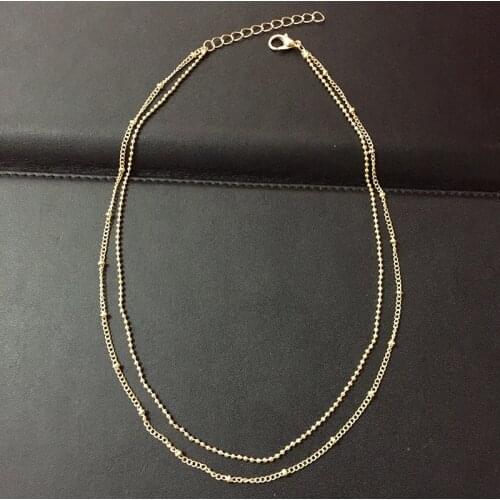New Fashion Jewelry Statement Necklace Small Round Bead Chain Double Short Wholesale Accesorios Mujer Statement Necklace