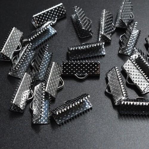 FLTMRH 20pcs 6mm l Crimp End Fold Over Clasps Cord End lips K gold/Bronze/silver color/Gun black DIY Jewelry Making