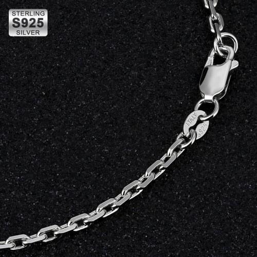 Hip hop jewelry 2.5mm cnc flat anchor S925 sterling necklace 925 rolo cable chain necklace