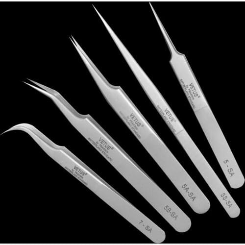 1pcs VETUS SA Series Tweezer for mobile phone repair High Precision Antimagnetic Anti Acid Stainless Steel Tweezers