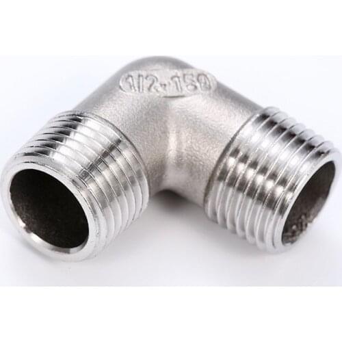 304 Stainless Steel Right Angle Elbow DN8/DN10/DN15/DN20/DN25/DN32/DN40/DN50 External Thread Water Pipe Joint Plumbing Fittings
