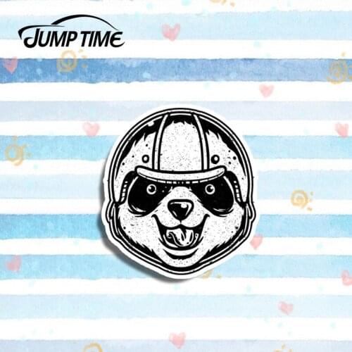 Jump Time 13cm x11.8cm Biker Panda Bear Vinyl Stickers Helmet Animal Car Sticker Luggage Decal Truck Motor Decor Graphics