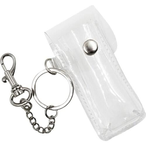 PVC Chapstick Pouch Keychain Transparent Sleeve Fashion Lipstick Holder Key Rings (Golden Keychain)