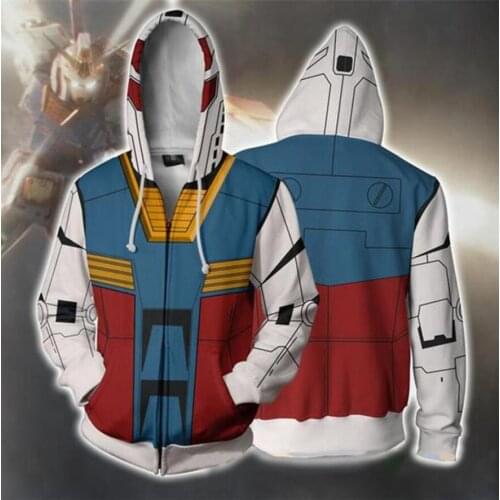 S-5XL Large Size High Quality GUNDAM 3D Hoodies Sweatshirt Cosplay GUNDAM Man Zipper Jacket 3D Thin Sweatshirts Coat