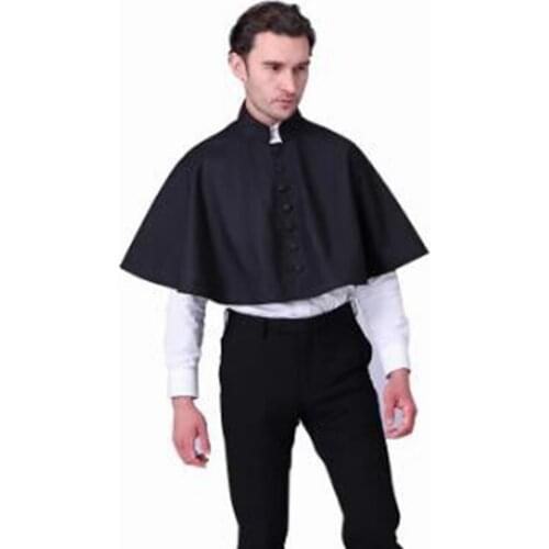 Roman Cassock Robe Cape Liturgical Vestments cappa Churchman Clergy Christian Costume Black Cape Shawl
