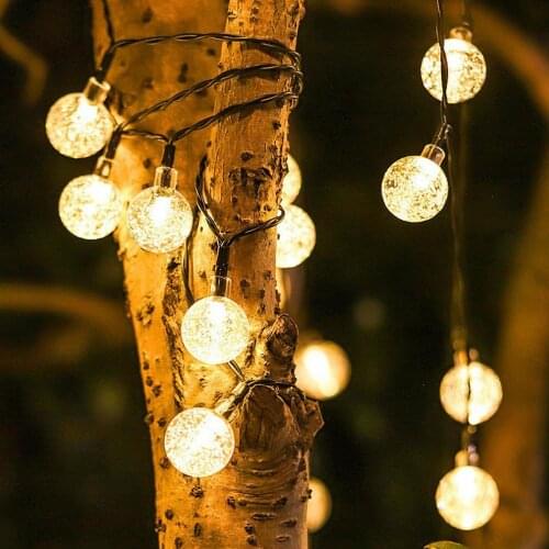 30 LEDs 6.5m Crystal Ball Solar Light Outdoor IP65 Waterproof String Fairy Lamps Solar Garden Garlands Christmas Decoration