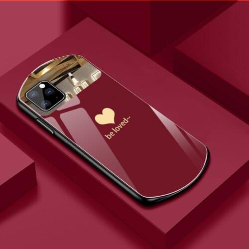 Make Up Mirror for IPhone 11/12promax 7/8plus Toughening Glass Case Is Suitable for IPhone XSmax XS XR X Color Painting Love