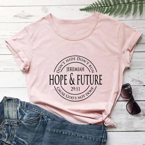 Hope And Future 100%Cotton Women Tshirt Christian Shirt Unisex Summer Casual Short Sleeve Top Faith Shirt Religious Shirts