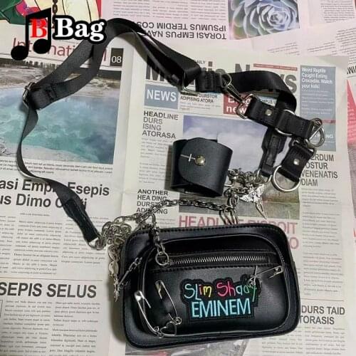 Korean Diablo shoulder bag women PU Metal pendant Handbag single shoulder bag female Punk messenger bag Chest Bag