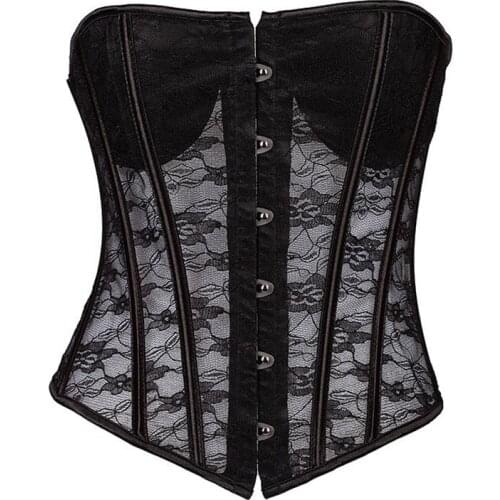 WYS.JL Black and White Mesh Lace Bone Corset Womens Corset Waist