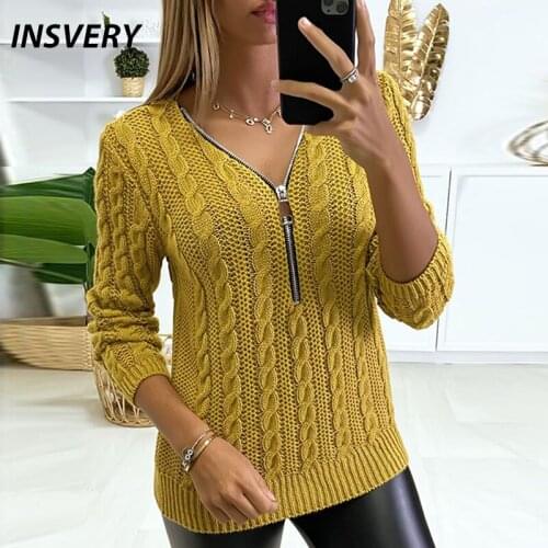 2021 Autumn Winter Long Sleeve Knitted Sweater Women V-neck Jumper Sweaters for Women Button Loose Office Lady Casual Pullover