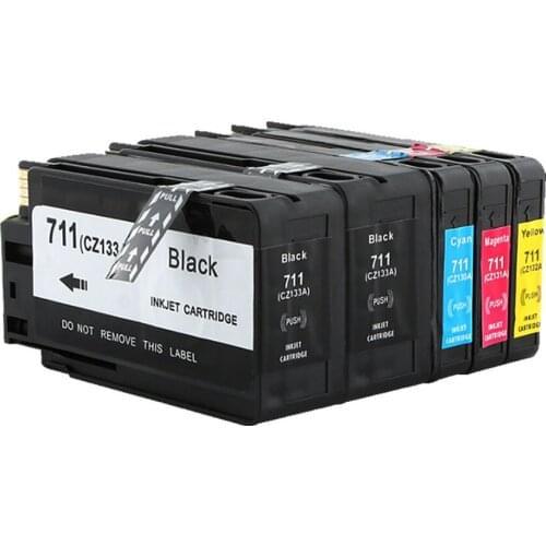 1Set+1Black Ink Cartridge Compatible for HP 711XL 711 XL HP711 for HP DesignJet T120 T520 Printer (CZ133A CZ130Z CZ131A CZ132A)
