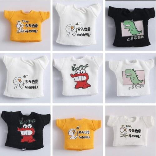 1PCS Cute Cartoon Fashion Doll Clothes Printed T-shirt for ob11,obitsu 11,molly, gsc,1/12 BJD Doll Accessories Clothing
