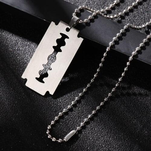 1Pc Blade Shaped Men Women Necklace Stainless Steel Hip Hop Punk Street Unique Chocker Padlock Pendant Jewelry Accessories