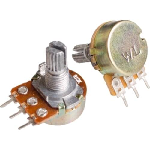 10PCS WH148 Linear Potentiometer B5K B10K B50K B100K 15mm Shaft With Nuts Washers 3pin WH148