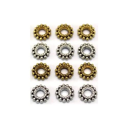 100pcs/lot Tibetan silver gold 8mm gear Metal Alloy Spacer Beads Nepal Buddha Beads For Jewelry Making dg3a