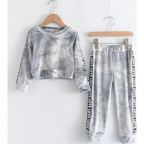 2pcs/set Toddler Kids Baby Girls Clothes Tie Dye Outfits Long Sleeve Hoodie Tops Pants Fall Casual Baby Set