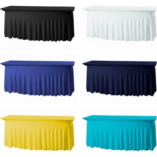 2020 New Rectangle Fitted Stretch Spandex Table Cover Tablecloth Lycra Long Bar Table Cloth For Hotel Event Party Decoration