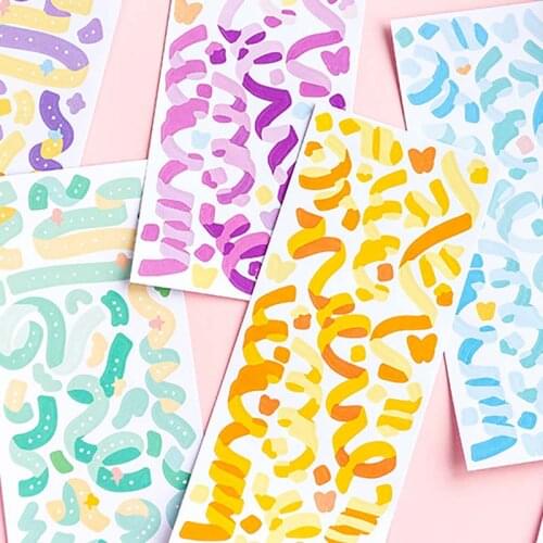 3 Sheets/Pack Star Series Coated Paper Diary Album Decorate Sticker Stationery School Supplies Multi Purpose Cute Ribbon Sticker