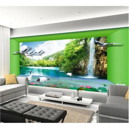 3d wallpaper for room Mountain and Flowing Water space living room TV backdrop living 3d wallpaper