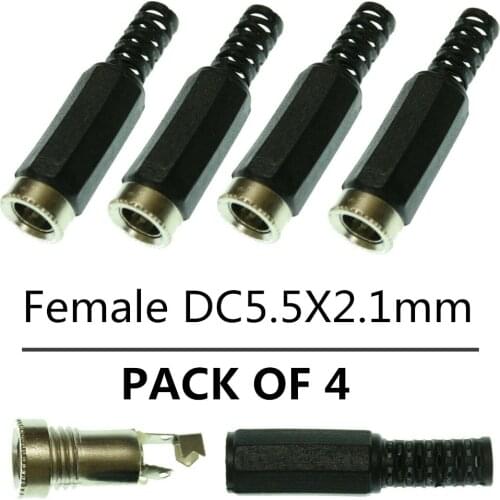 4x 5.5mm x 2.1mm Male Female DIY Wire Mount DC Power Socket Connector / Barrel Jack