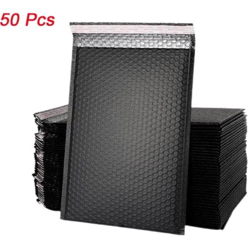50Pcs Matt Black Mailer Poly Bubble Padded Mailing Envelopes for Mailer Gift Packaging Self Seal Bag Bubble Padding Shipping
