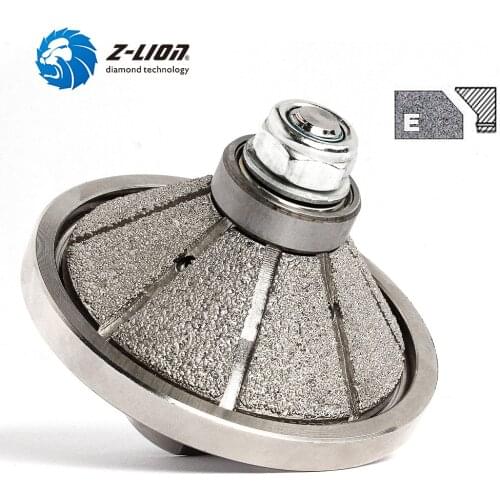 Z-LION E Type Bevel Shape 65*20mm Diamond vacuum Brazed Profile Wheel Hand Shaping Wheel For Granite Marble Stone Edge Grinding