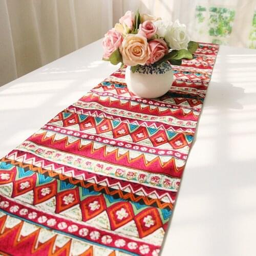 Bohemian Wedding Table Runner Luxury Cotton Linen 3 Colour Red Green Blue Table Runners chemin de table mariage rouleau