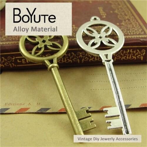BoYuTe (20 Pieces/Lot) 25*70MM Vintage Diy Accessories Parts Antique Bronze Silver Windmill Key Pendant Material for Jewelry