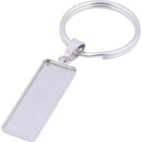 5pcs Fit 10x30mm Cabochon Keychain Base Setting Diy Stainless Steel Metal Key Chain Keyrings Accessories