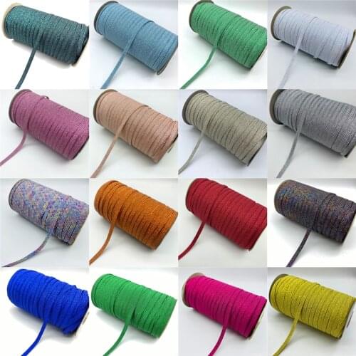 5yards 6mm Glitter Elastic Ribbon Sewing Elastic Band Fiat Rubber Band For Waist Band Stretch Rope Elastic Ribbon