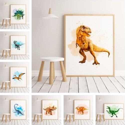 European Minimalist Style Cartoon Dinosaur Watercolor Painting Home Decor Poster For ChildrenS Room Art Decor Hight Quality