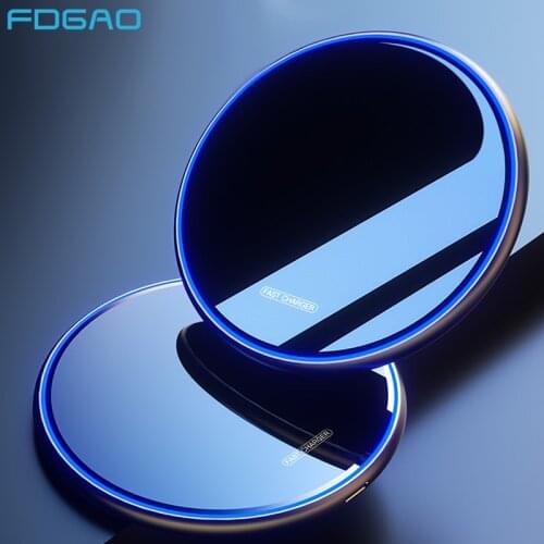 FDGAO 15W Qi Wireless Charger for iPhone 11 XS X XR 8 Airpods Pro Induction Fast Charging Pad For Samsung S20 S10 Xiaomi mi 10 9
