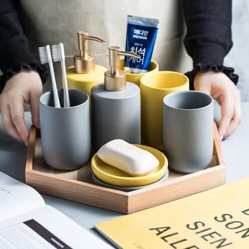 Ceramic Wash Set Lotion Bottle Soap Dish Black StorageTray Shower Gel Dispenser Household Bathroom Decoration Accessories