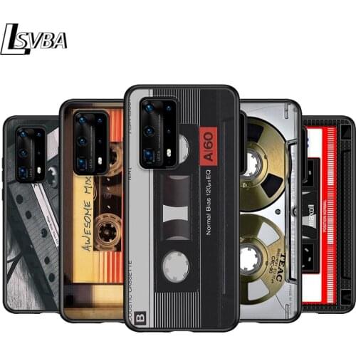 Classical Old Cassette for Huawei P40 P30 P20 P10 P9 P8 Lite Pro Plus 2017 2019 Black phone Case