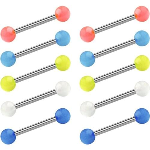 14G Tongue Rings Nipplerings Stainless Steel Barbell Bio-Flex Comfortable Barbell Ring Body Piercing 3 Length Size can Choose