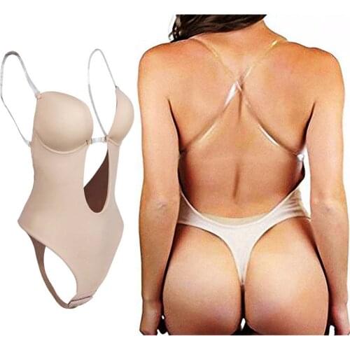 Twinso Womens Full Body Shaper Backless Shaperwear Seamless U Plunge Shapers Push up Underwear Slimming Bodysuit Wedding Dress
