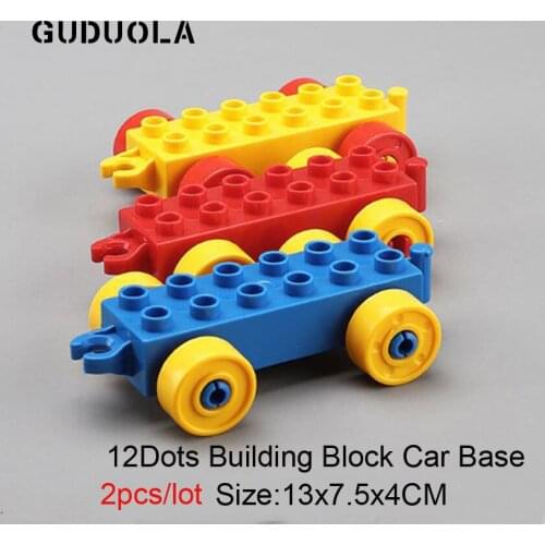 GUDUOLA Big Bricks Car Base Amusement Park Accessory Brick Car Model Playmobil Toys Building Block For Children 2pcs/lot