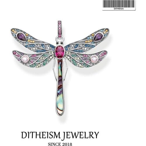 Colorful Dragonfly Pendant, 2020 Spring Brand New Fashion Jewelry 925 Sterling Silver Bohemia Gift For Women Girls Fit Necklace