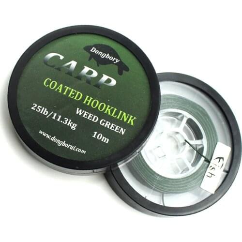 10 M Carp Fishing Line Coated Hook Link 15 25 35 LB Braid HookLink Skinlink Semi Stiff for Hair Rig Coarse Fishing Tackle