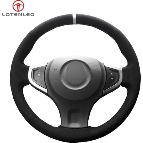 LQTENLEO Black Suede Hand Sew Car Steering Wheel Cover For Renault Koleos 2009-2014 Samsung QM5
