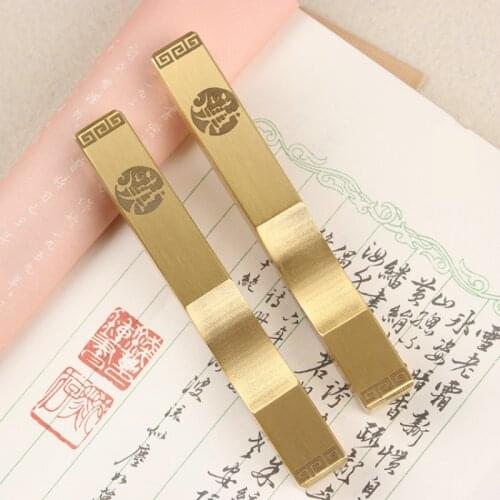 Metal Multifunctional Calligraphy Paperweights Brass Brush Pen Holder and Paperweights Chinese Rice Paper Pressing Paperweights