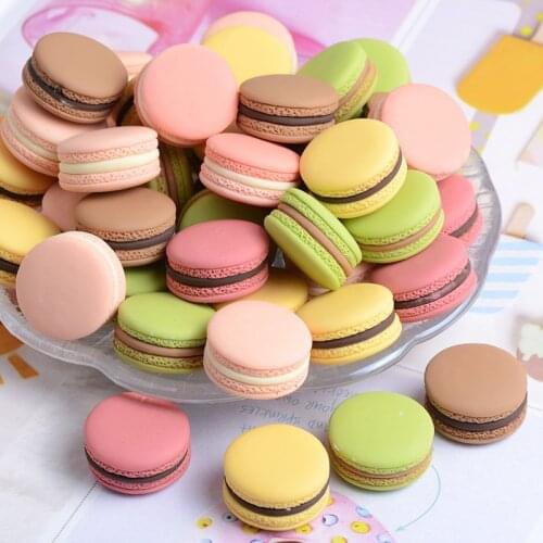 23*13mm 10Pcs Miniature Cute Macaron Simulation Flatback Resin Cabochon Mini Play Food DIY For Phone Jewelry Decoration Crafts