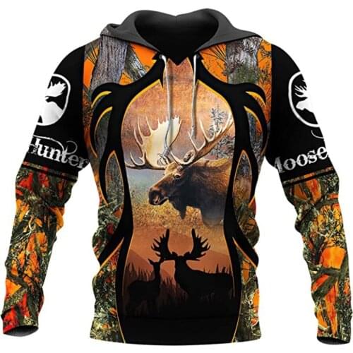 Hunting deer 3D Printed Mens Hoodies Harajuku Streetwear Autumn Hooded Sweatshirt Unisex Casual Jacket Tracksuits TD199451